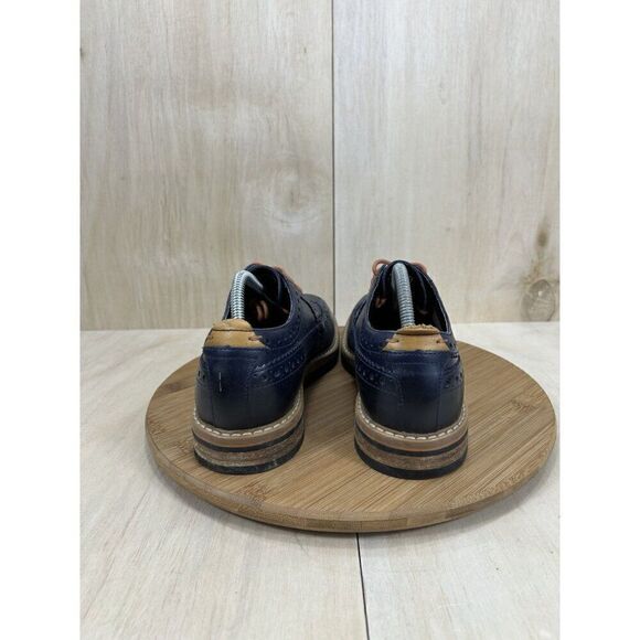 Clarks Pitney Limit Blue Brogue Brown Leather Wingtip Shoes Mens Size 8.5 - Picture 4 of 8